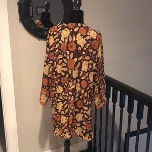 Soft Surroundings Fall Colors Floral Open Front Kimono Duster Cardigan Size L.